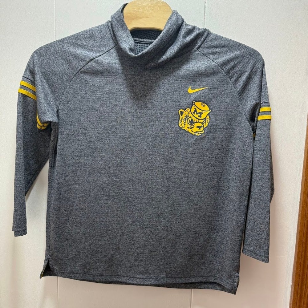 Nike‎ Michigan Wolverines Funnel Neck Pullover Gray Long Sleeve Shirt XL Womens